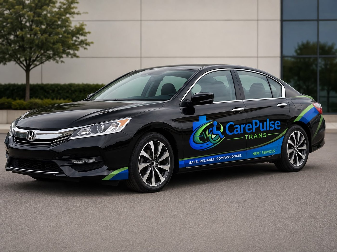 A CarePulse Trans branded vehicle